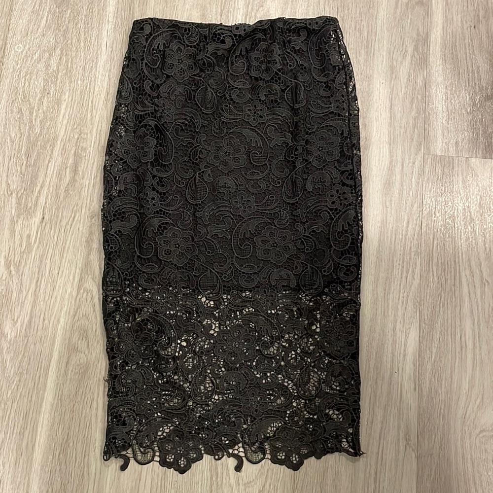 Harve Bernard Black Lace Pencil Skirt